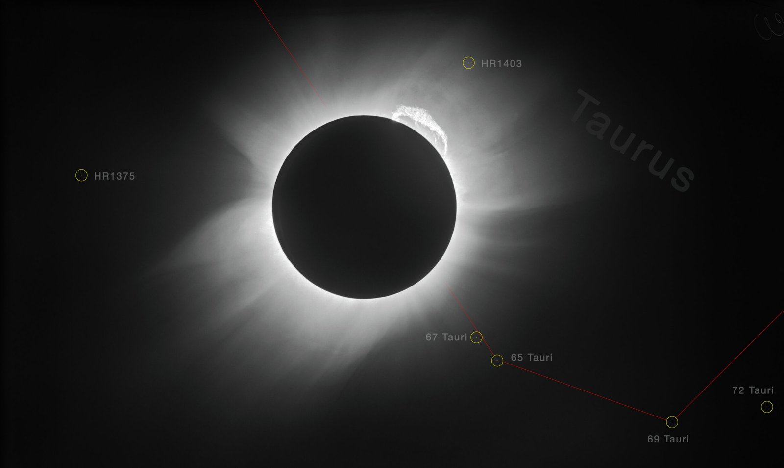Restored 1919 solar eclipse photographic plate from the Sobral expedition, showing the solar corona and nearby stars used to measure the bending of starlight