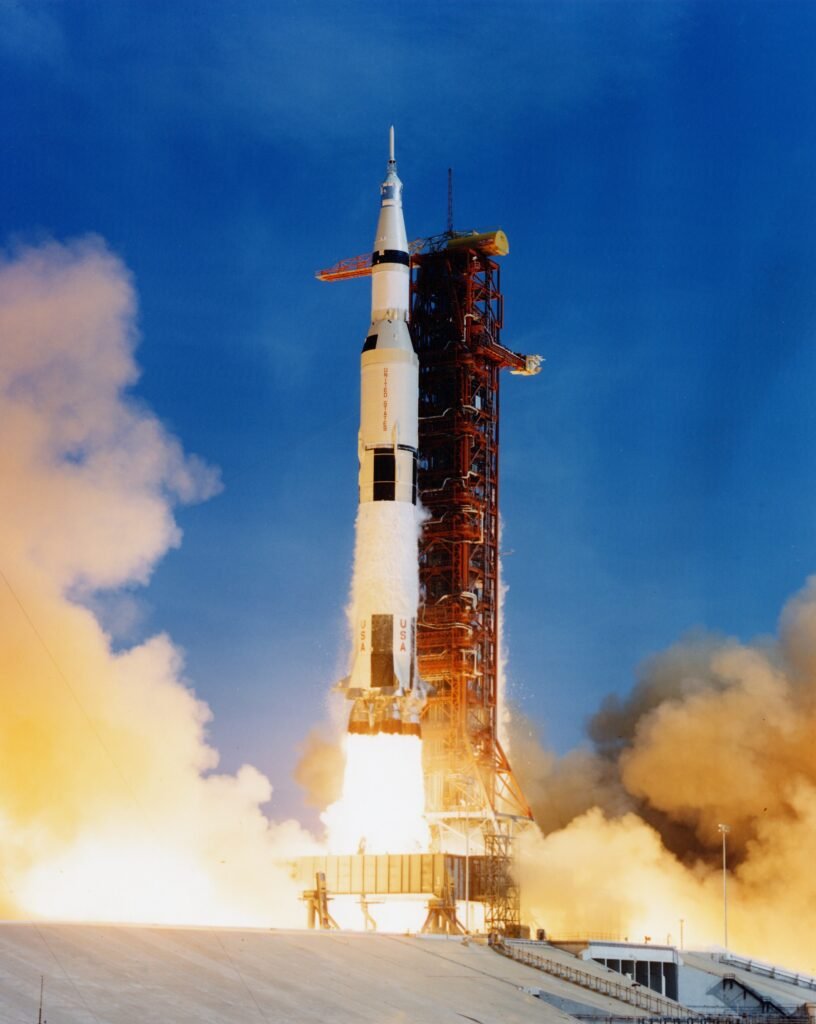 Saturn V rocket launching Apollo 11 from Kennedy Space Center