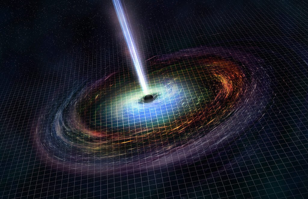 Black hole vs neutron star illustration showing a neutron star merger and the resulting black hole