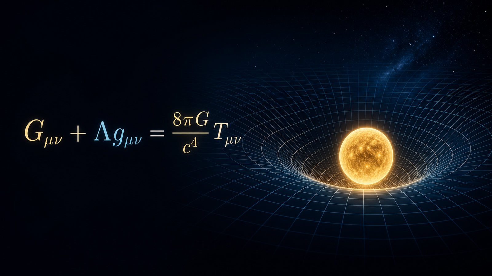 Einstein field equation beside a mass curving a spacetime grid