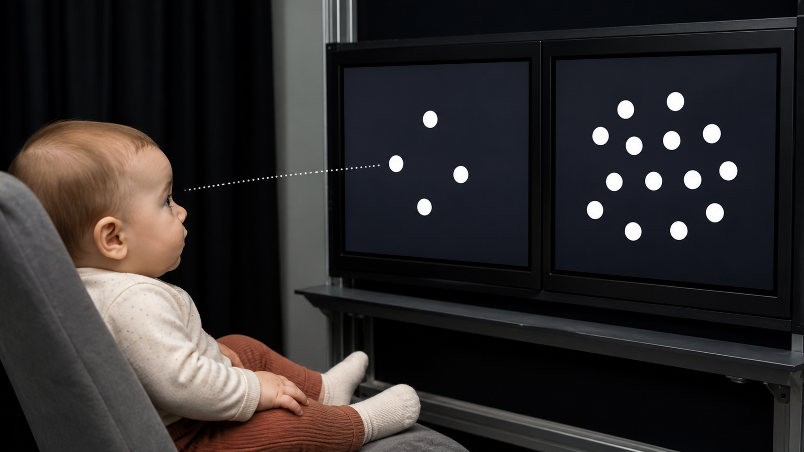 Infant viewing small and large dot arrays in an Approximate Number System experiment